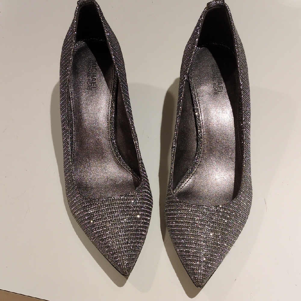 Michael Kors Shimmering Silver Heels, Size 8